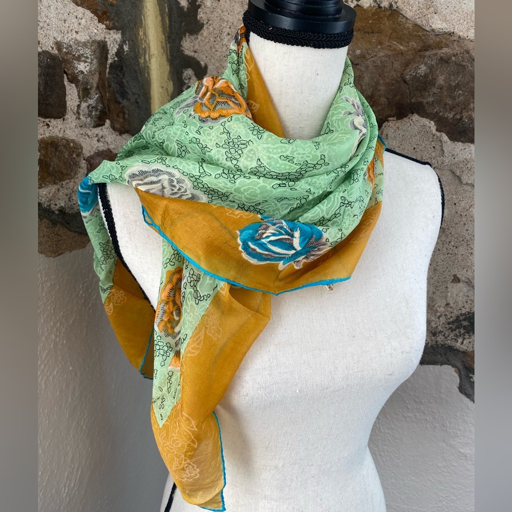 Vintage Japanese Hand Rolled Silk Scarf